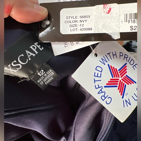 Xscape Women's One-Shoulder Draped Mini Dress Sz 12 in Navy - Picture 6 of 11